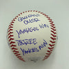 John Sterling Signed Heavily Inscribed STAT Baseball JSA COA RARE!