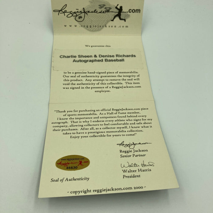 Charlie Sheen & Wife Denise Richards Dual Signed Major League Baseball RJ COA