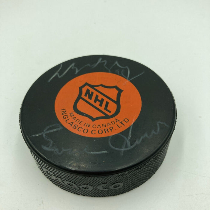 Wayne Gretzky & Gordie Howe Signed Puck From Iconic Nike Photo Shoot JSA COA