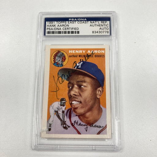1954 Topps Hank Aaron RP RC Signed Baseball Card Auto PSA DNA