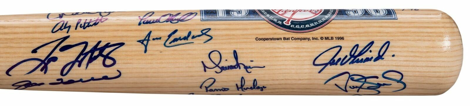 Stunning 1996 New York Yankees W.S. Champs Team Signed Bat Beckett COA LE #3/96