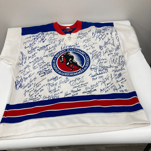 Incredible NHL Hockey Hall Of Fame Multi Signed Jersey 66 Signatures JSA COA