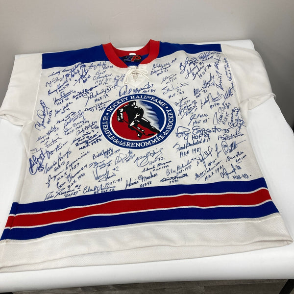 Incredible NHL Hockey Hall Of Fame Multi Signed Jersey 66 Signatures JSA COA