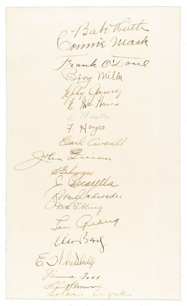 The Finest Babe Ruth Lou Gehrig 1934 Tour of Japan Team Signed Sheet PSA DNA JSA