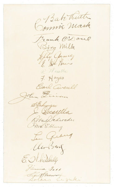 The Finest Babe Ruth Lou Gehrig 1934 Tour of Japan Team Signed Sheet PSA DNA JSA