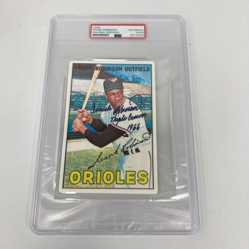 1967 Topps Frank Robinson Triple Crown Signed Large Porcelain Card PSA DNA