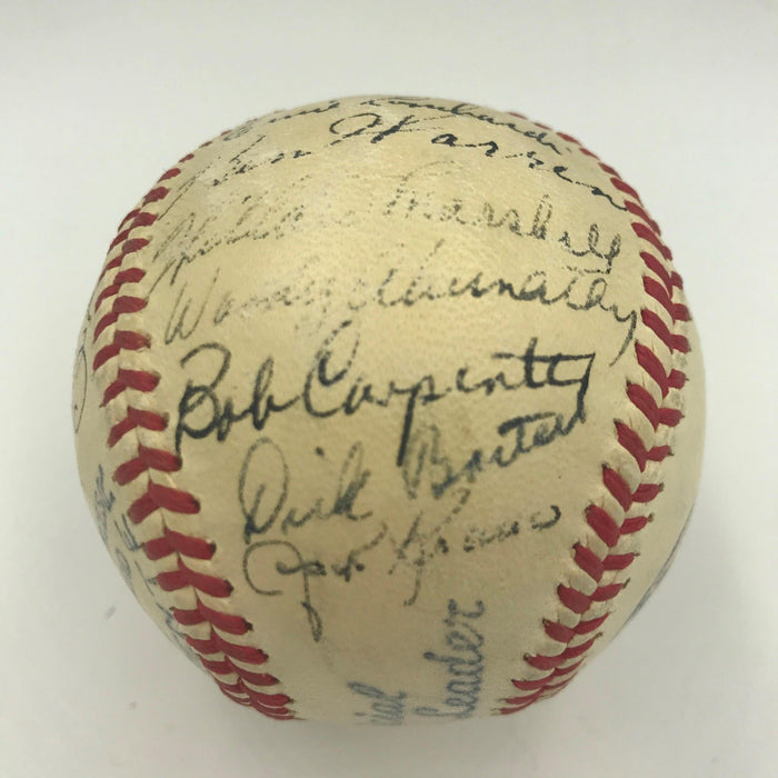 Nice 1946 New York Giants Team Signed Baseball Ernie Lombardi 24 Sigs JSA COA