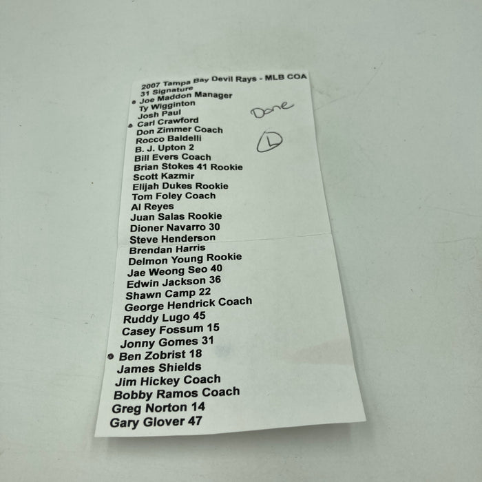 2007 Tampa Bay Devil Rays Team Signed Baseball 30 Sigs MLB Authenticated Holo