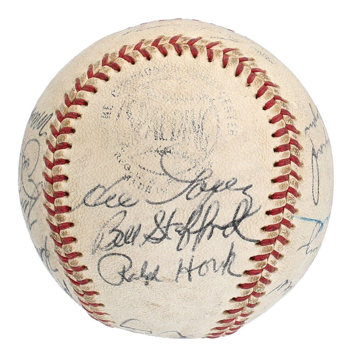 1962 New York Yankees W.S. Champs Team Signed Baseball Mickey Mantle Maris JSA