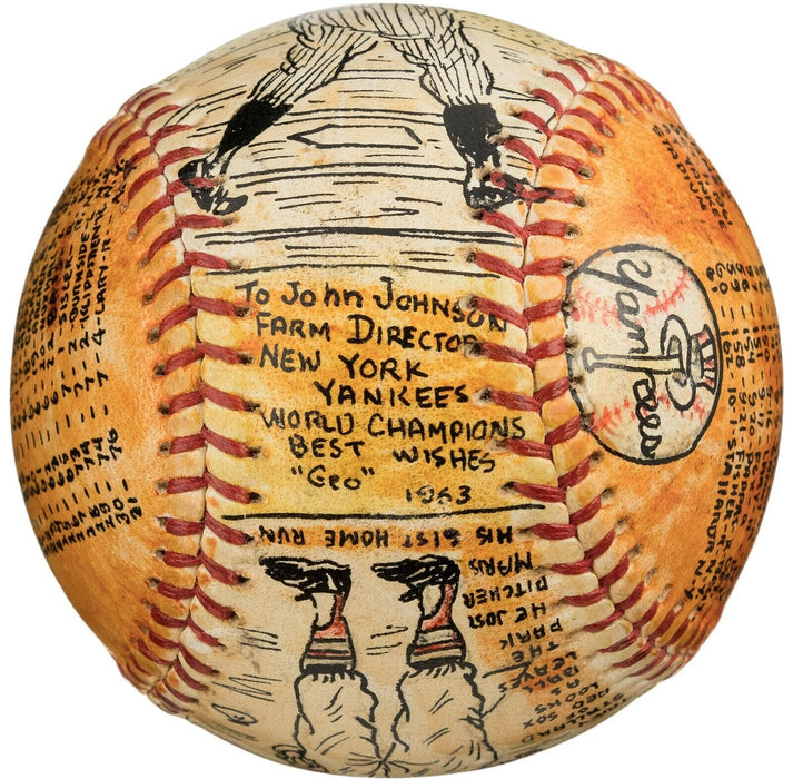 Roger Maris 61 Home Run George Sosnak Hand Painted Folk Art Baseball 1/1 Signed