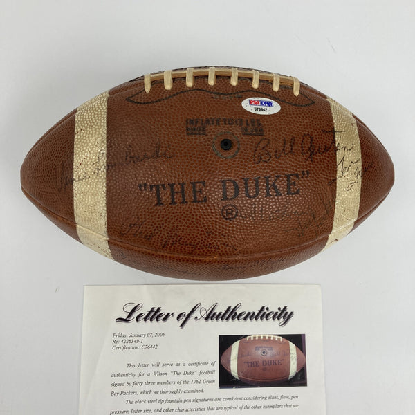 1962 Green Bay Packers NFL Champs Team Signed Football Vince Lombardi PSA DNA