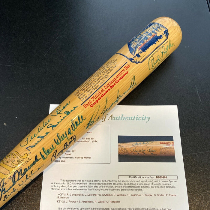 Roy Campanella Sandy Koufax Brooklyn Dodgers Greats Signed Bat 45 Sigs JSA COA