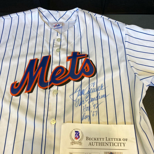 Tom Seaver "The Franchise, HOF 1992, ROY 1967" Signed Mets Jersey Beckett COA