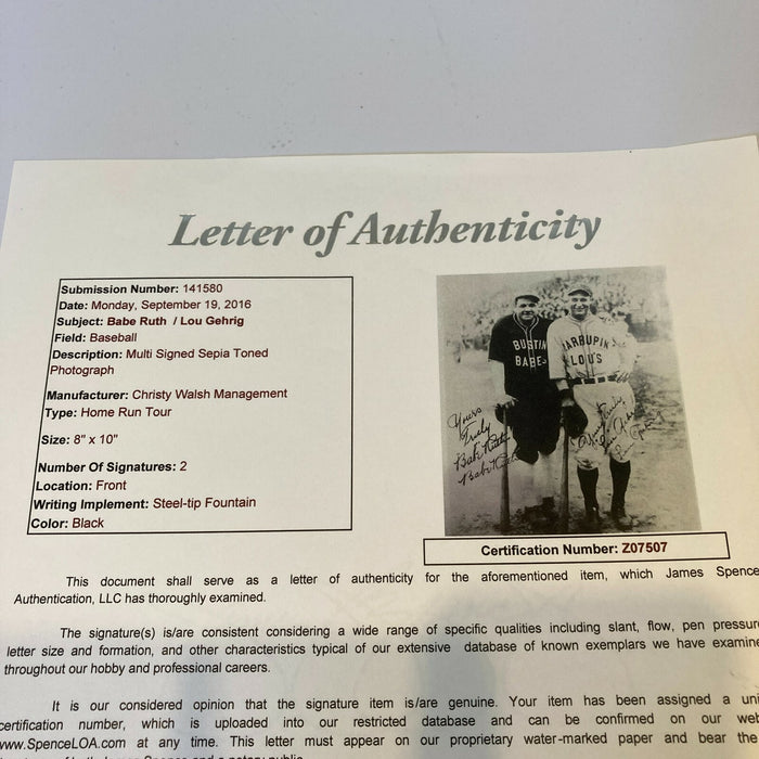 The Finest Babe Ruth & Lou Gehrig 1927 Signed Photo In Existence JSA COA