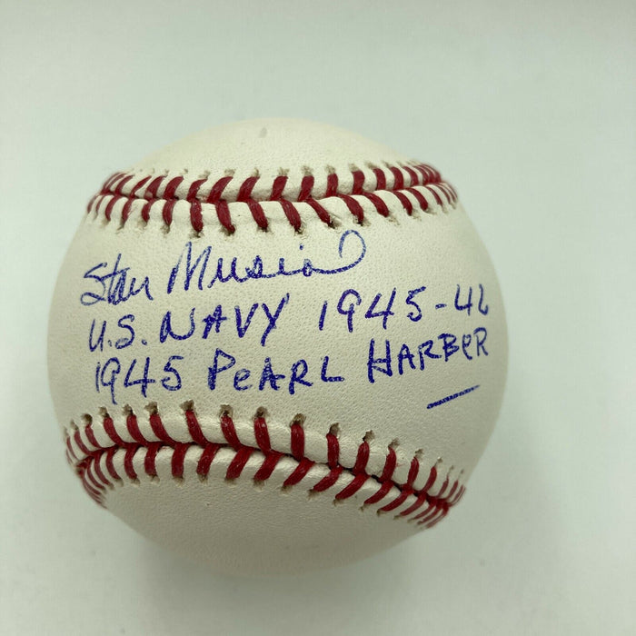 RARE Stan Musial "U.S. Navy 1945 Pearl Harbor" WW2 Signed Baseball PSA DNA COA