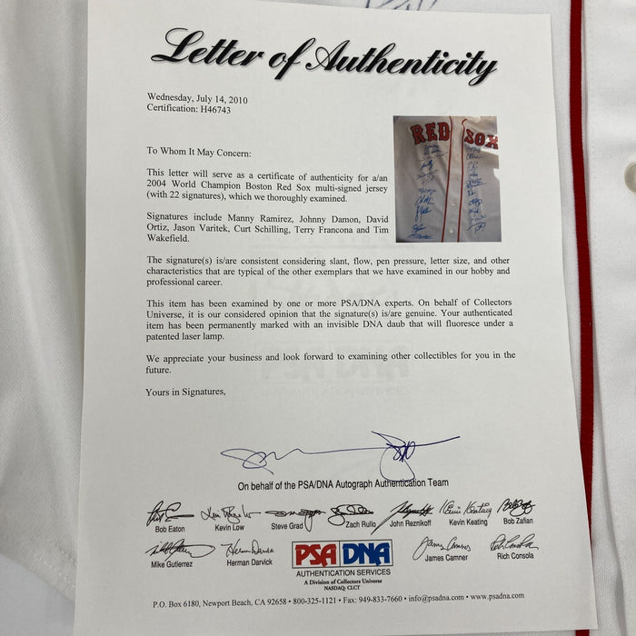 2004 Boston Red Sox World Series Camps Team Signed Majestic Jersey PSA DNA COA