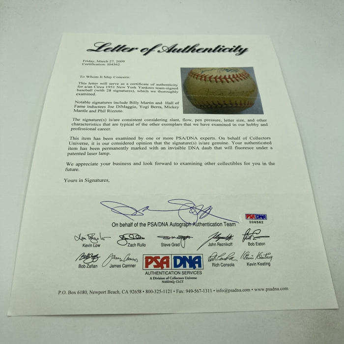 1951 Yankees World Series Champs Team Signed Baseball Mickey Mantle Rookie PSA