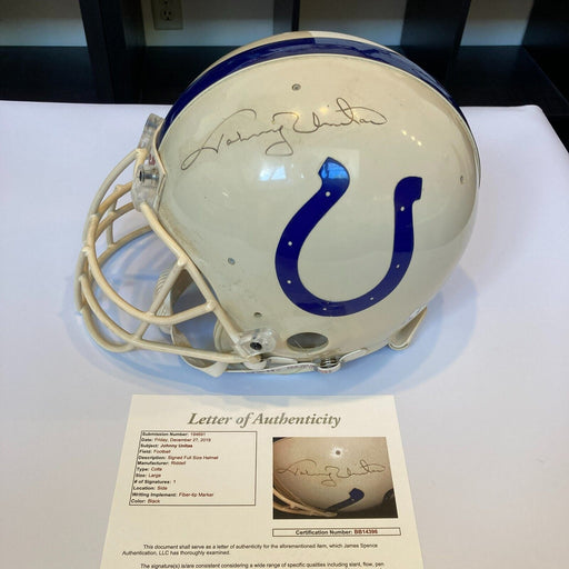 Vintage Johnny Unitas Signed Authentic Full Size Colts Game Model Helmet JSA COA