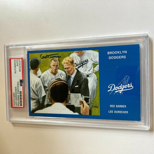 Leo Durocher Signed Autographed Brooklyn Dodgers Postcard PSA DNA