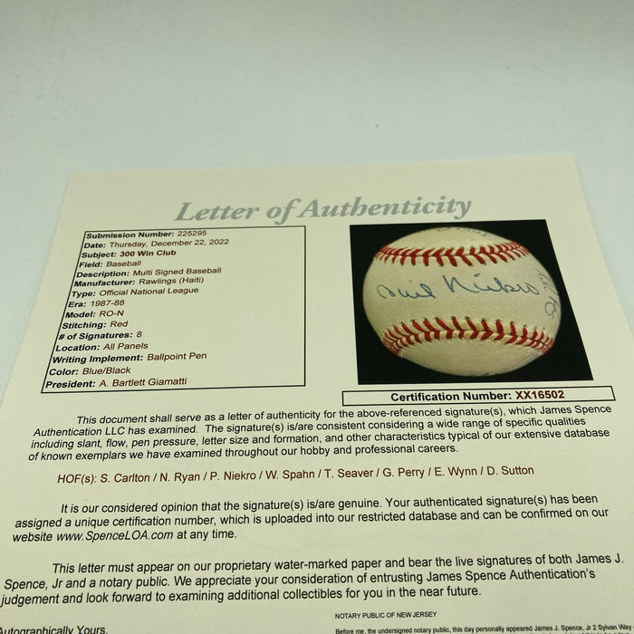 300 Win Club Signed Baseball Nolan Ryan Tom Seaver 8 Sigs JSA COA