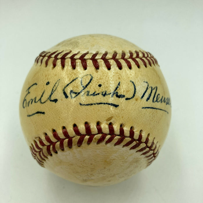 Emil Irish Meusel Single Signed National League Baseball JSA COA New York Giants