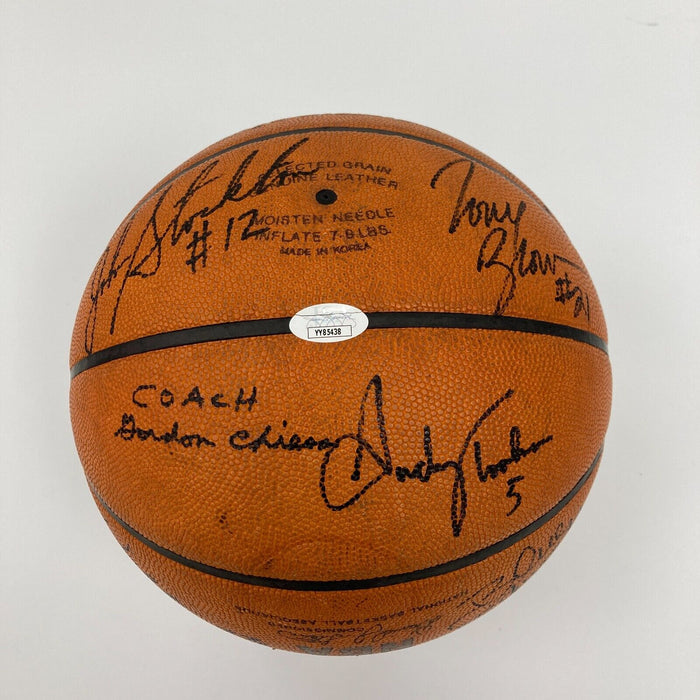 1990-91 Utah Jazz Team Signed Game Used Basketball Karl Malone Collection JSA