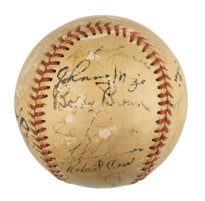 1952 New York Yankees World Series Champs Team Signed Baseball Mickey Mantle JSA