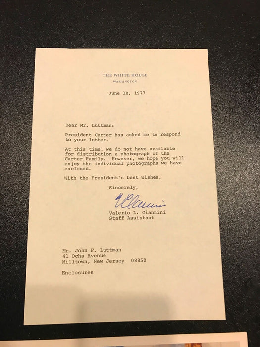 1977 Original Roslyn Carter White House Photo With Letter