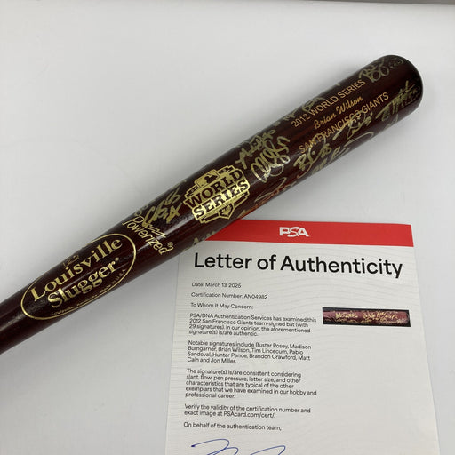 2012 San Francisco Giants World Series Champs Team Signed Baseball Bat PSA DNA