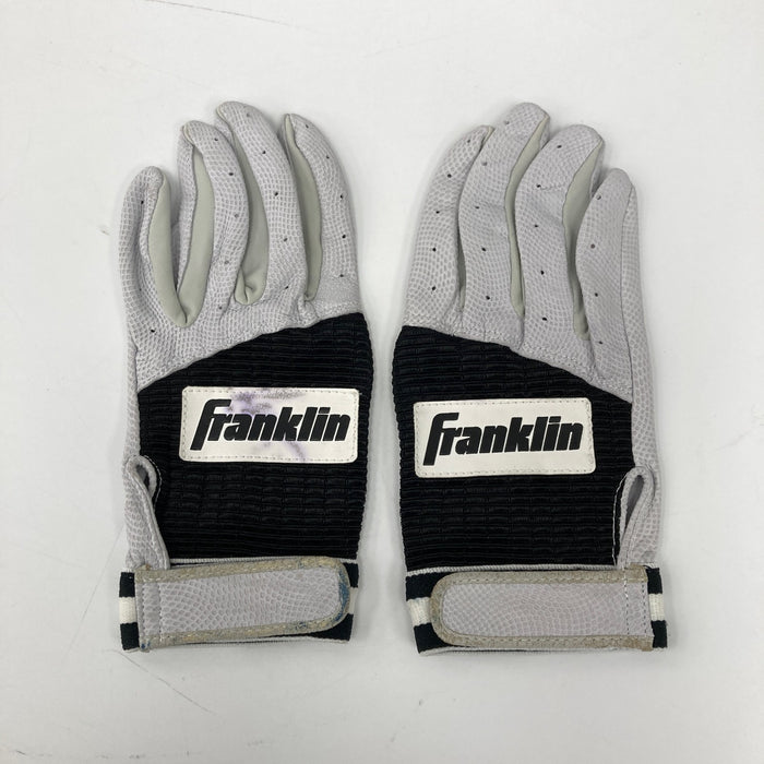 Larry Walker Twice Signed Game Issued 1990's Franklin Batting Gloves JSA COA