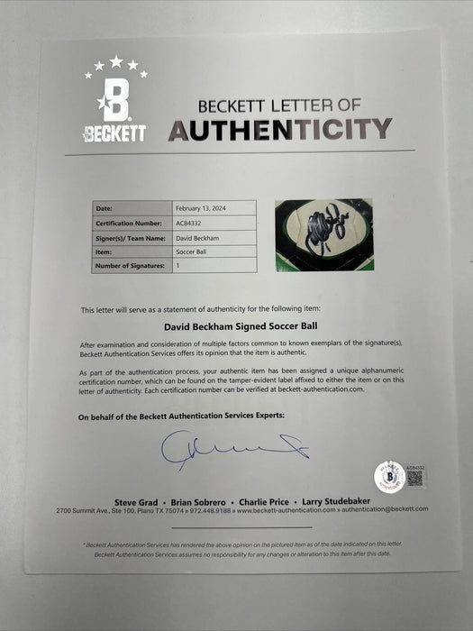 David Beckham Signed MLS Soccer Ball With Beckett COA