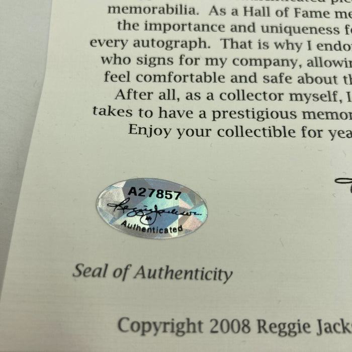 Joe Montana Signed Heavily Inscribed Career STAT Baseball Reggie Jackson COA
