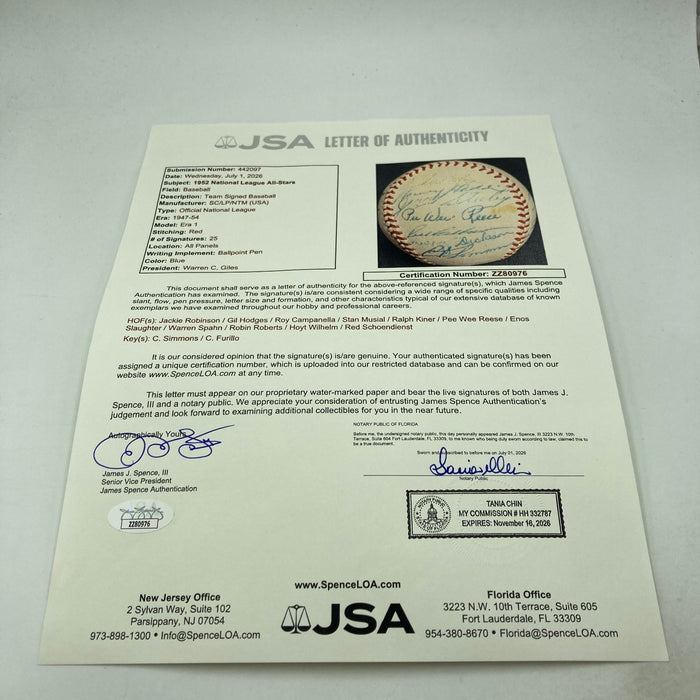 1952 All Star Game Team Signed Baseball Jackie Robinson JSA COA