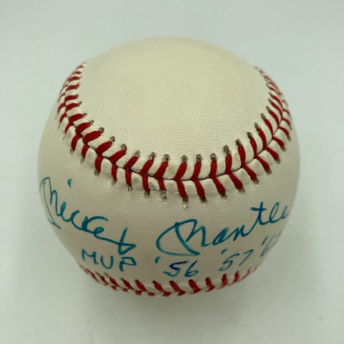 Mickey Mantle "MVP 1956 1957 1962" Signed Inscribed American League Baseball JSA