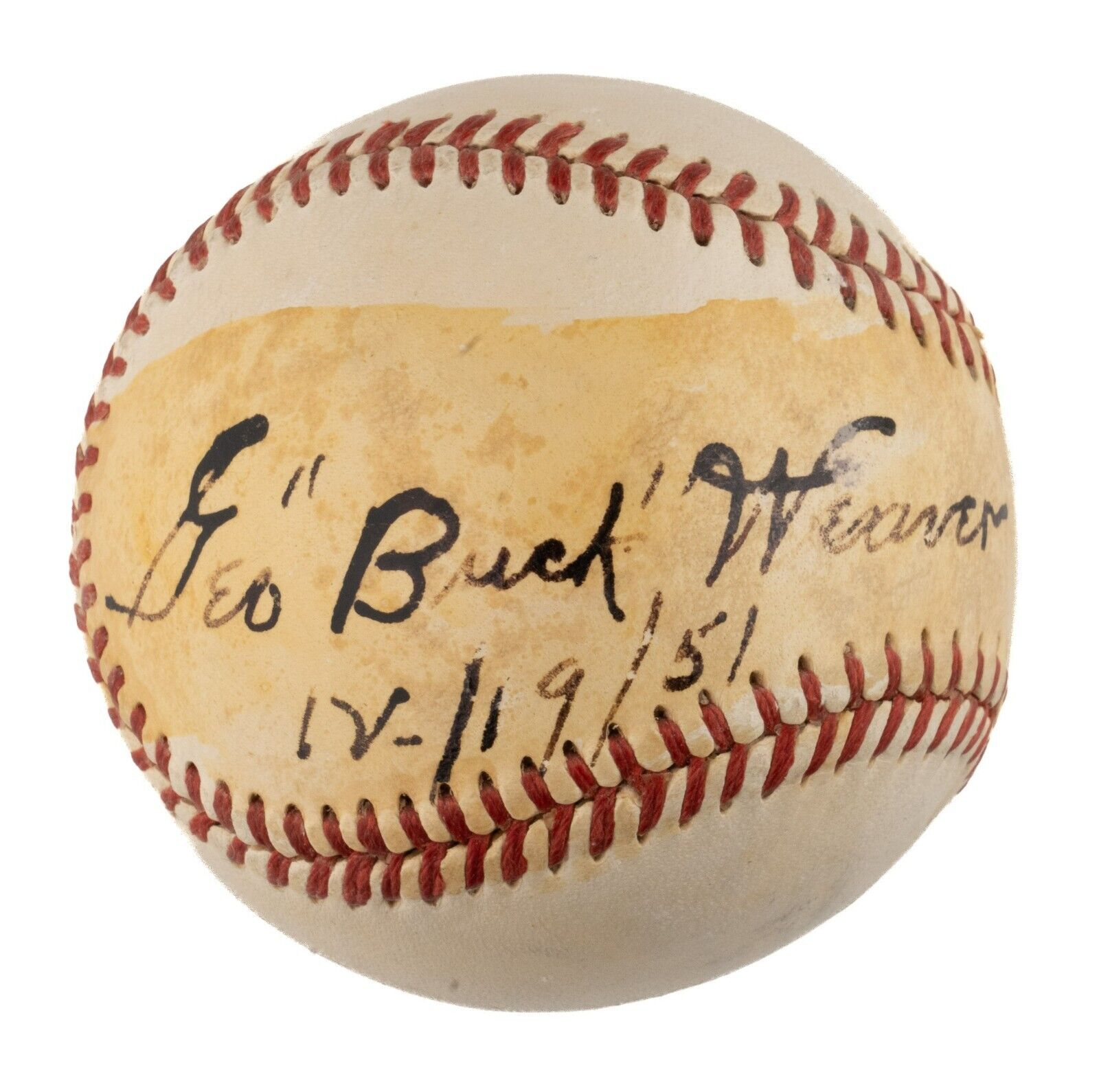 Buck Weaver Single Signed Baseball 1919 Black Sox JSA COA The Only One Known