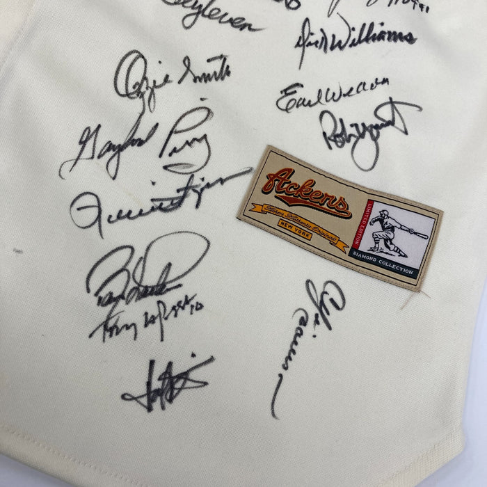 Beautiful Hall Of Fame Multi Signed Jackie Robinson Jersey 45+ Signatures JSA