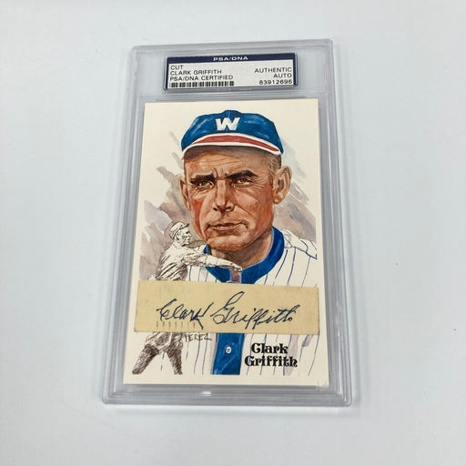 Clark Griffith Signed Hall Of Fame Perez Steele Postcard Cut Signature PSA DNA