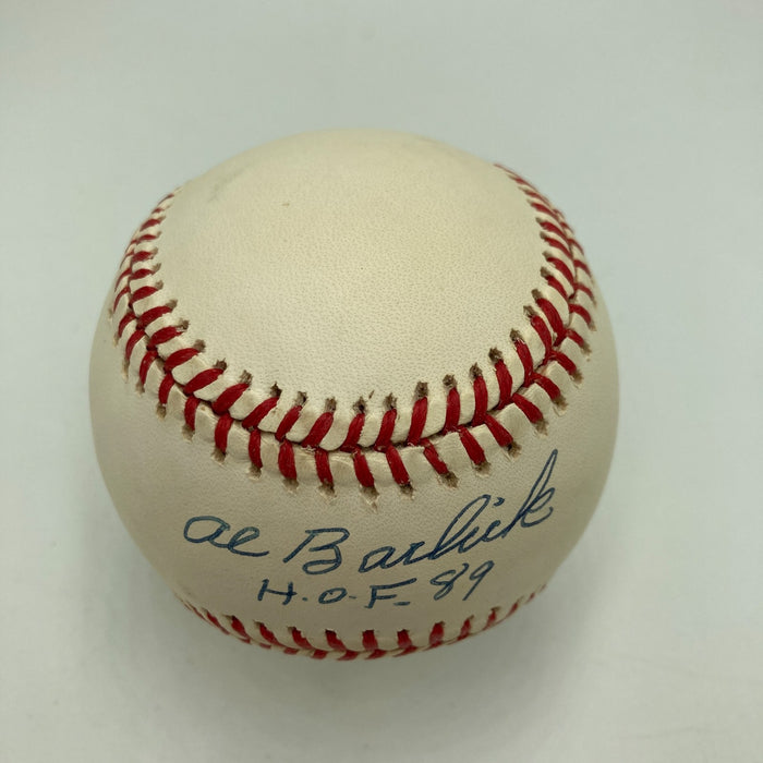 Al Barlick HOF 1989 Signed National League Baseball JSA COA