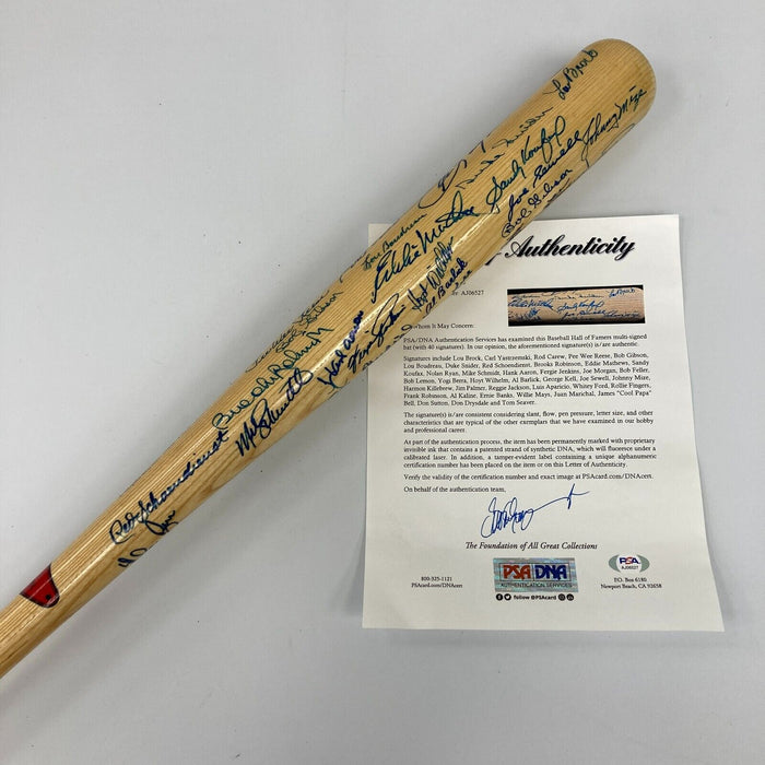 Willie Mays Hank Aaron Sandy Koufax HOF Multi Signed Baseball Bat 40 Sigs PSA