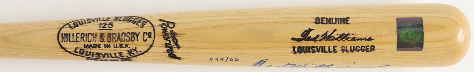 Ted Williams "HOF 1966 1941 .406" Signed Inscribed Baseball Bat MINT JSA