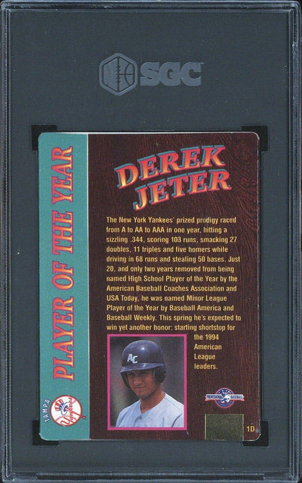1995 Action Packed 24K Gold #1D Derek Jeter Signed RC Auto SGC NM/MT 8