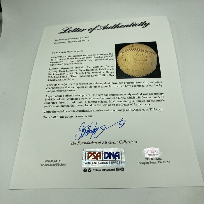 Joe Jackson Signed 1917 Chicago White Sox (Black Sox) Team Signed Baseball PSA