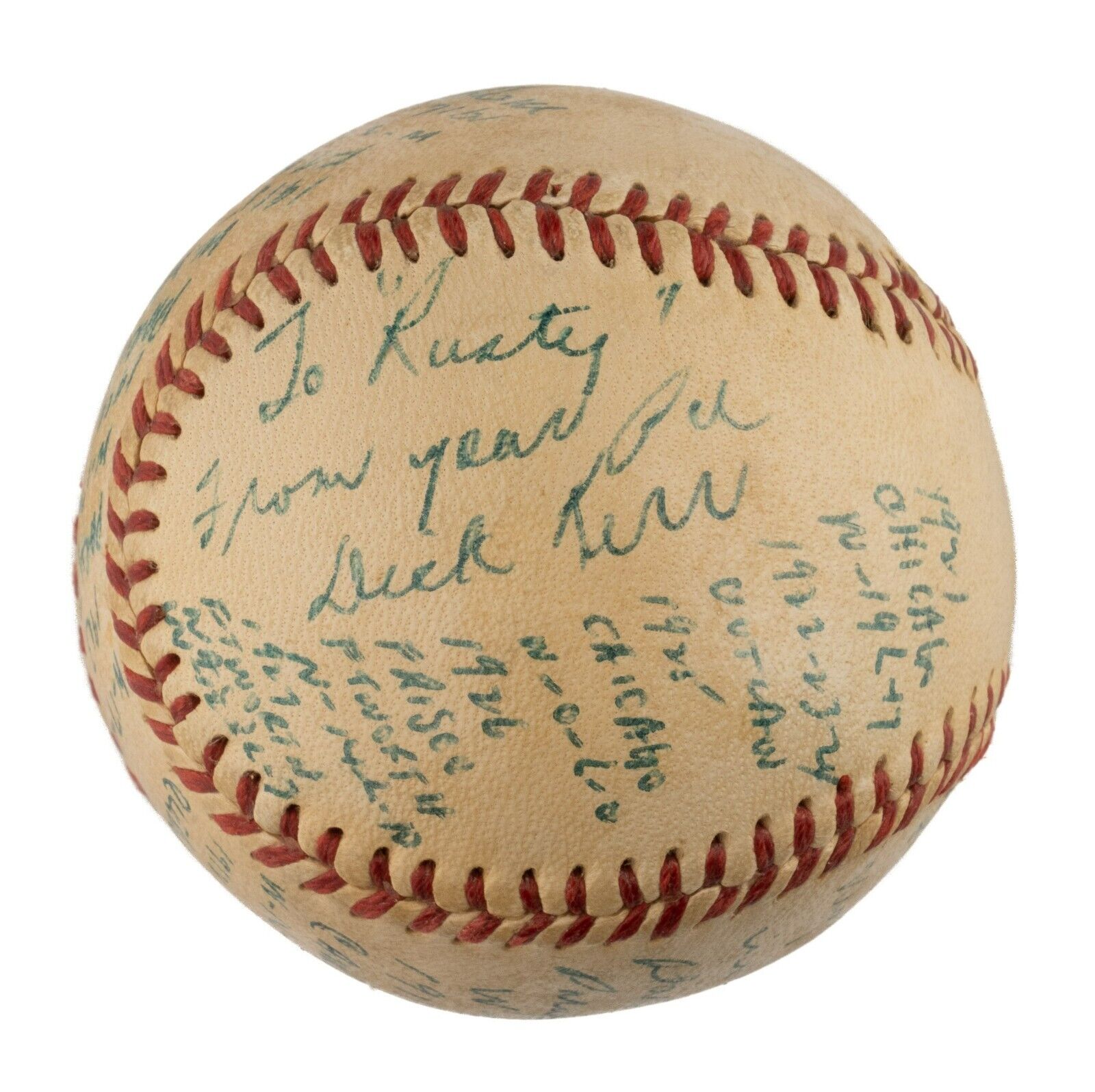 Dickey Kerr Single Signed Heavily Inscribed Stat Baseball 1919 Black Sox JSA COA
