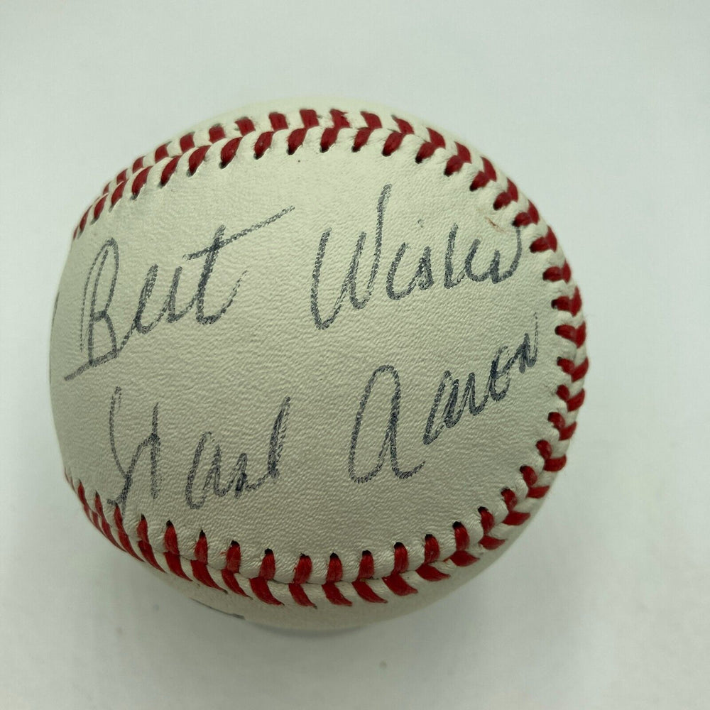 Hank Aaron Signed Vintage 1970's Atlanta Braves Baseball JSA COA