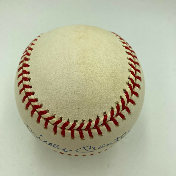 Beautiful Mickey Mantle Signed American League Baseball PSA DNA Graded MINT 9