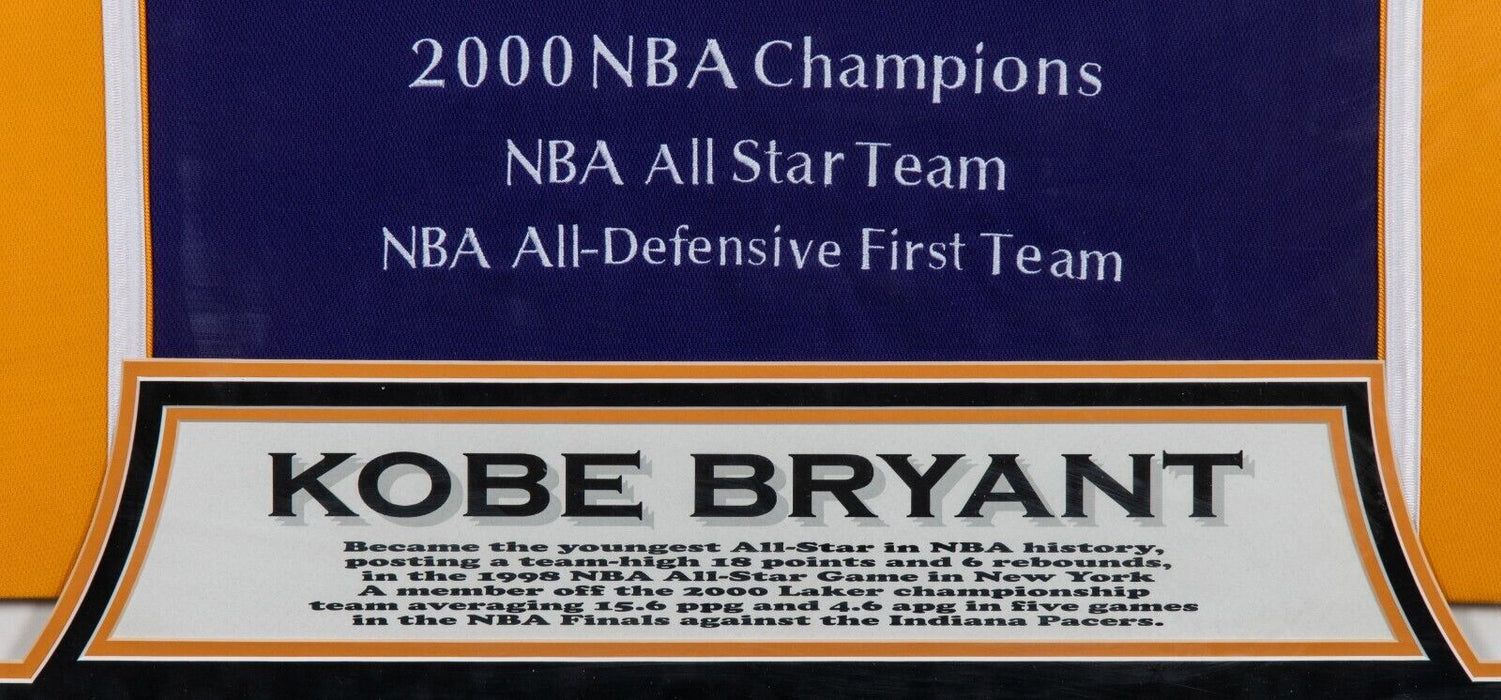 Kobe Bryant Signed 2000 NBA Champions Jersey UDA Upper Deck COA Framed