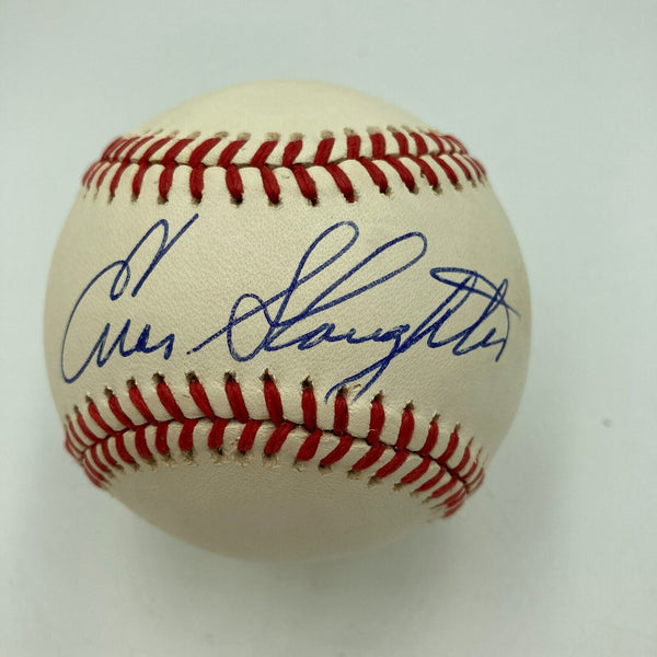 Nice Enos Slaughter Signed Official National League Baseball JSA COA