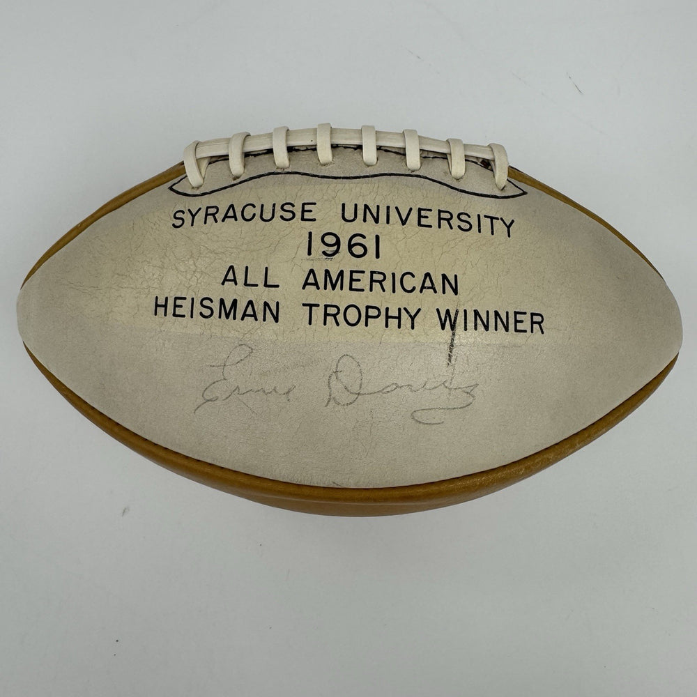 Ernie Davis Single Signed 1961 Syracuse Heisman Trophy Presentation Football JSA