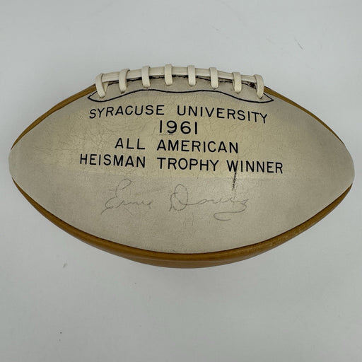 Ernie Davis Single Signed 1961 Syracuse Heisman Trophy Presentation Football JSA