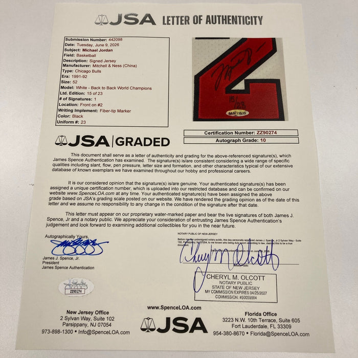 Michael Jordan Signed Chicago Bulls 1991-1992 Jersey JSA 10 GEM MINT & UDA COA
